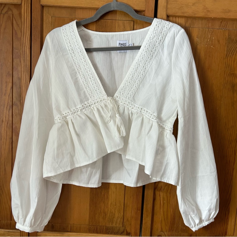 White Tie-Front Blouse